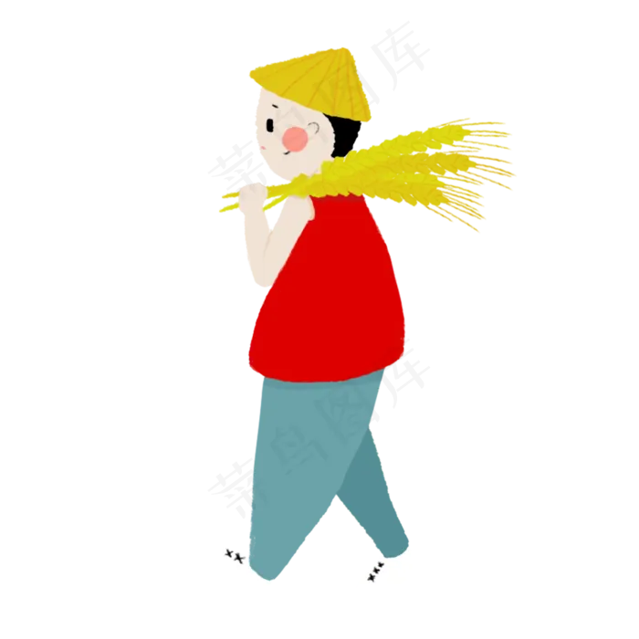 二十四节气小满扛麦子的小男孩(2000X2000(DPI:300))psd模版下载