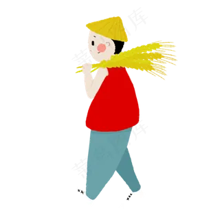 二十四节气小满扛麦子的小男孩