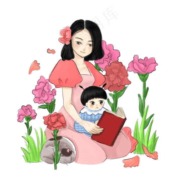 五月母亲节母爱读书美丽妈妈温柔