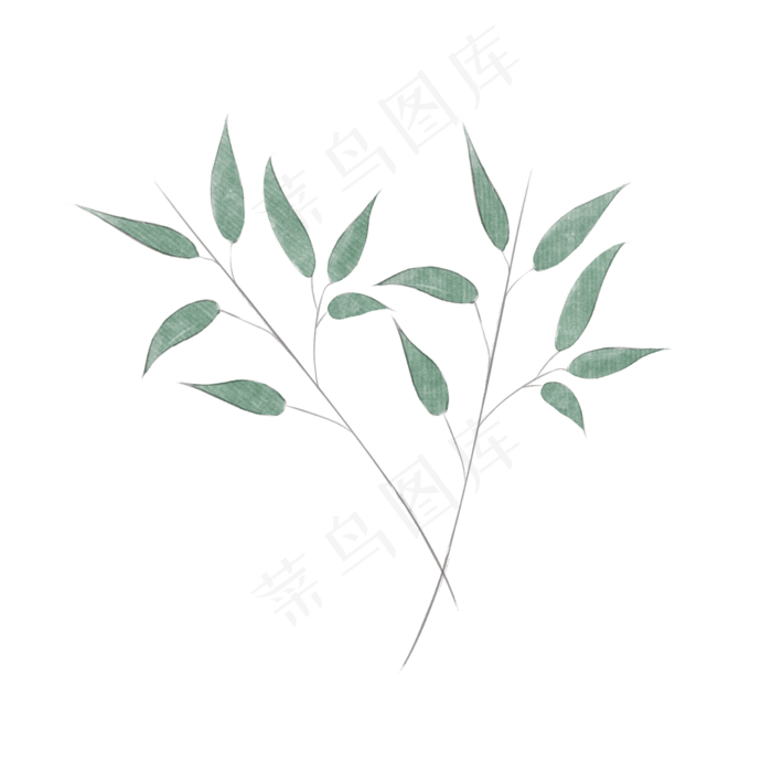 水彩春天绿色植物叶子(2000X2000(DPI:300))psd模版下载