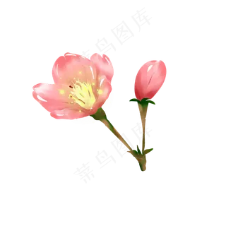 桃花开粉色手绘装饰图案