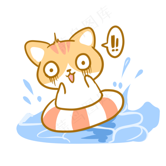 游泳被吓到的橘猫