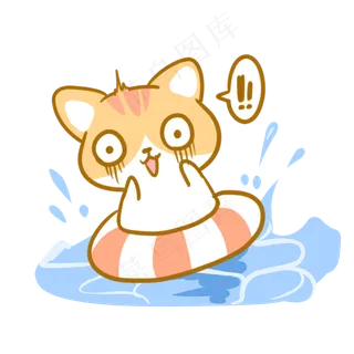 游泳被吓到的橘猫