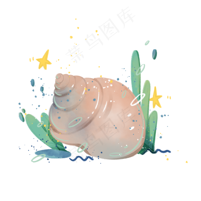 海内海底生物螺丝贝壳装饰PNG,免抠元素