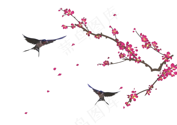 中国风水彩手绘花鸟,免抠元素(3507X2480(DPI:300))psd模版下载