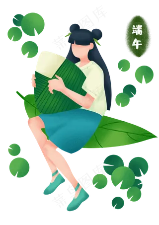 吃粽子古风女孩