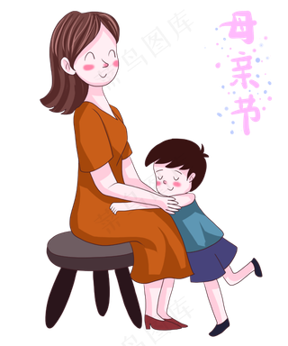 母亲节教育培训矢量手绘母亲抚摸