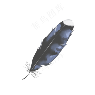 黑蓝色水彩水粉装饰羽毛