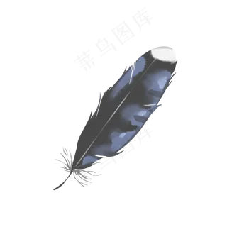 黑蓝色水彩水粉装饰羽毛