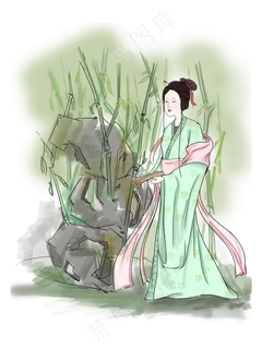 古风美女手绘装饰图,免抠元素 古风美女手绘装饰图,免抠元素