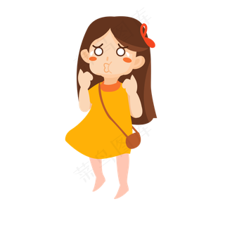 吓哭的小女孩卡通png素材