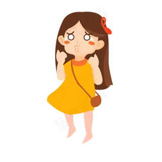 吓哭的小女孩卡通png素材