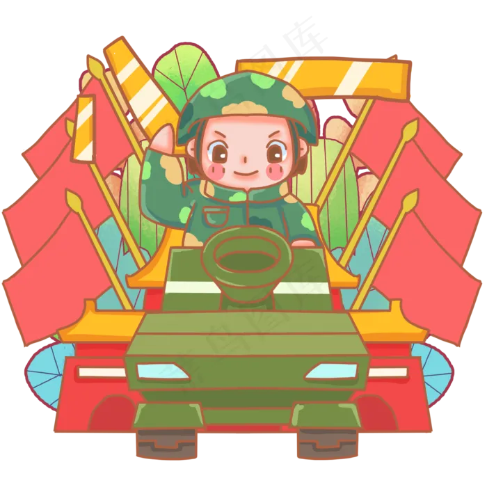 建军节现代军人坦克(2000X2000(DPI:300))psd模版下载