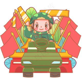 建军节现代军人坦克