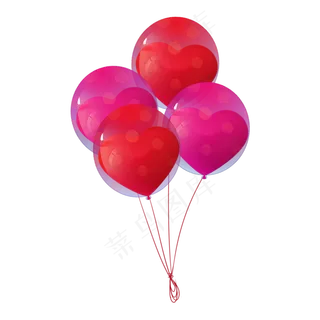 双层斑点爱心气球浪漫七夕气球,免抠元素