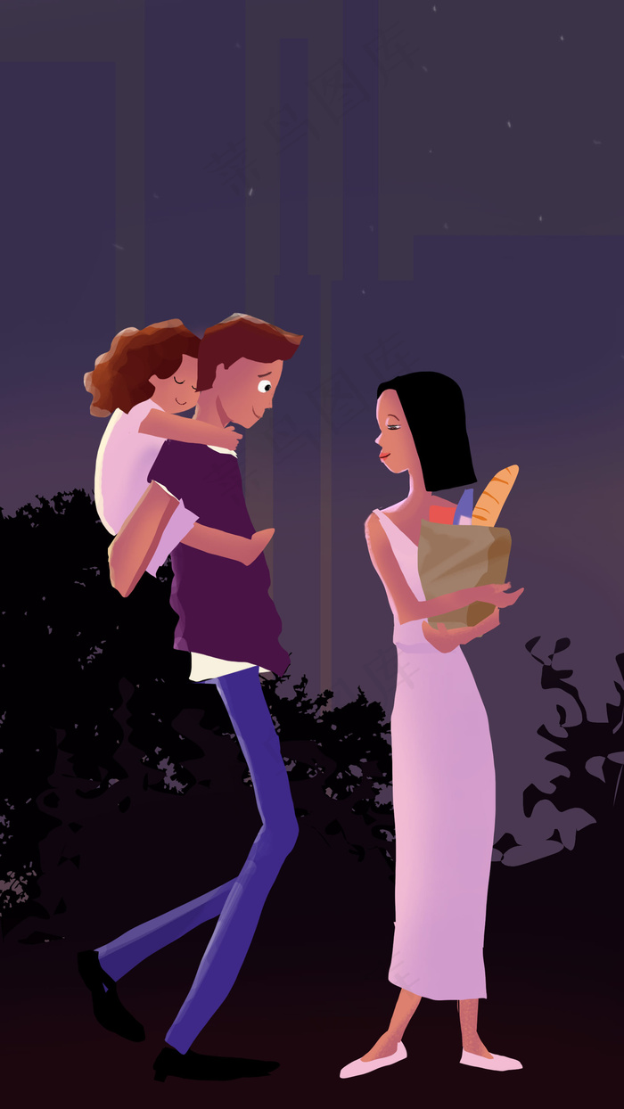 温馨 手绘一家人