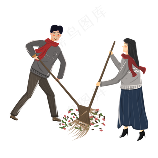 小年传统习俗扫尘土人物素材,免抠元素