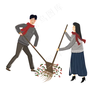 小年传统习俗扫尘土人物素材,免抠元素