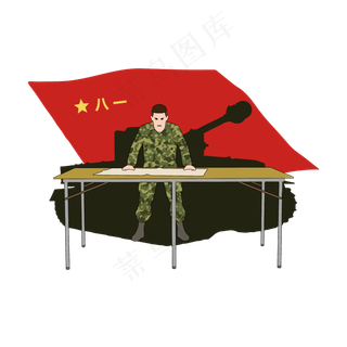 简约扁平卡通建军节作战指挥人物