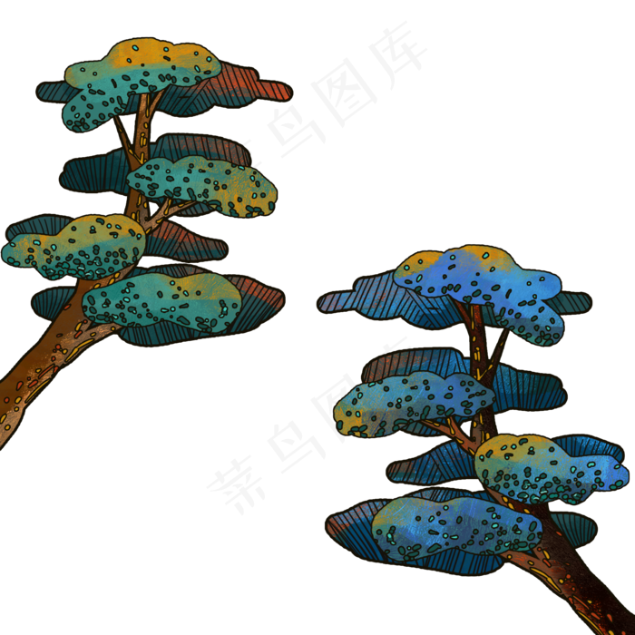 绿色松树植物(2000X2000(DPI:300))psd模版下载
