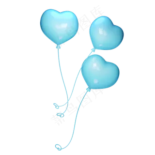 水彩蓝心形气球装饰