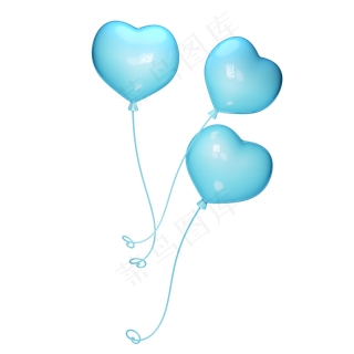 水彩蓝心形气球装饰