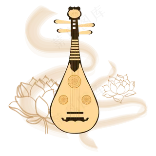 古代乐器琵琶矢量图