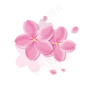 樱花树樱花节春天粉色系手绘装饰,免抠元素