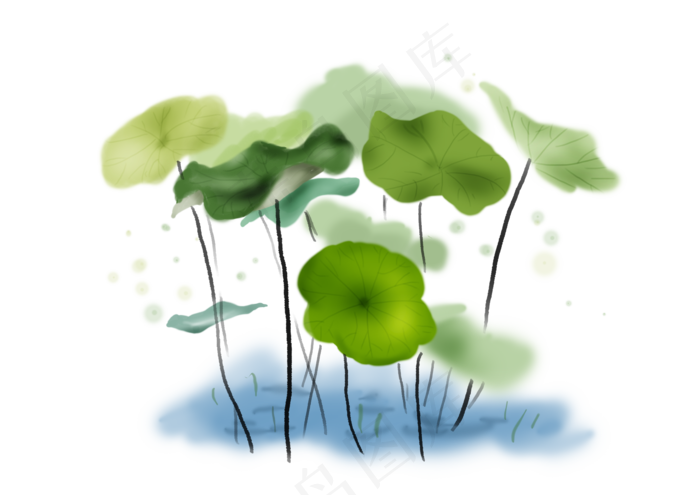 夏至手绘古风荷叶