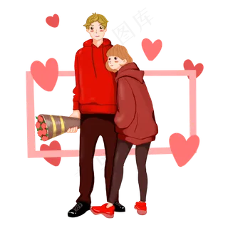 情人节男生追求女孩玫瑰花