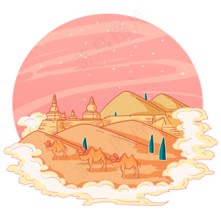 沙漠内蒙古历史遗迹,免抠元素