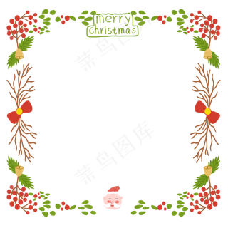 圣诞节平安夜精美手绘花边边框,免抠元素