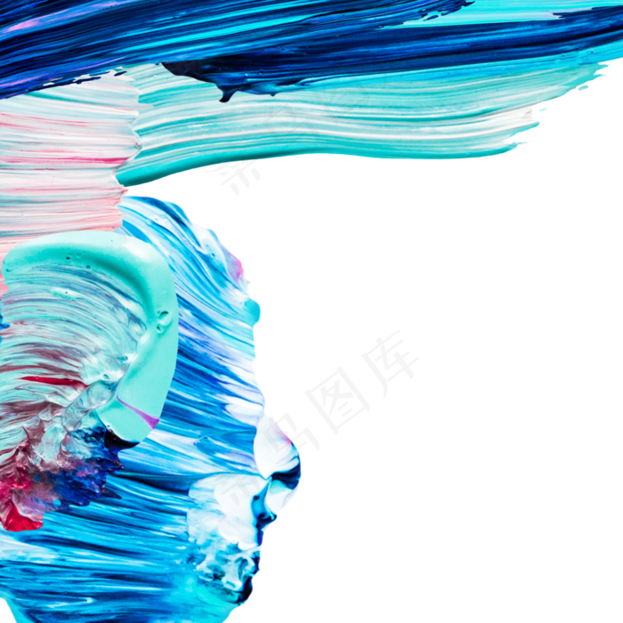 油画肌理蓝色厚涂笔刷装饰边框纹