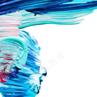 油画肌理蓝色厚涂笔刷装饰边框纹