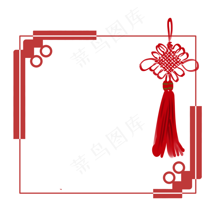 元旦中国结边框插画,免抠元素