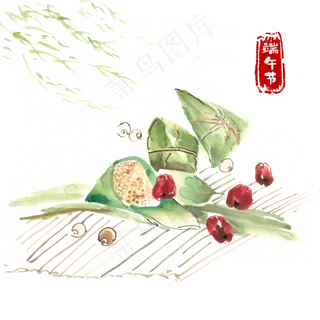 丰盛的端午节水墨画