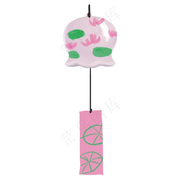 夏日荷花挂件风铃(2000X2000(DPI:300))psd模版下载