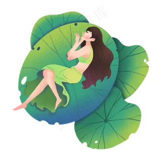 大暑荷叶女孩睡觉