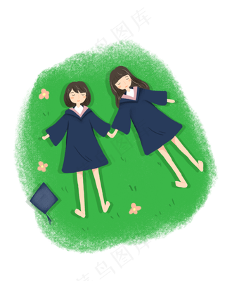 毕业季躺在草地素材