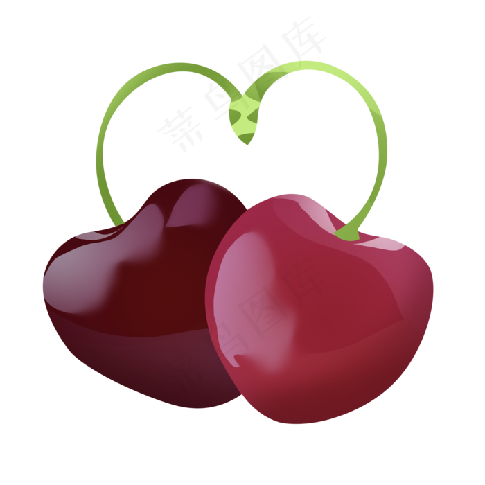 爱心枝条樱桃png免抠