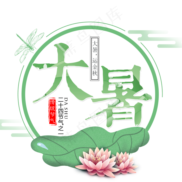 二十四节气大暑艺术字免扣PNG