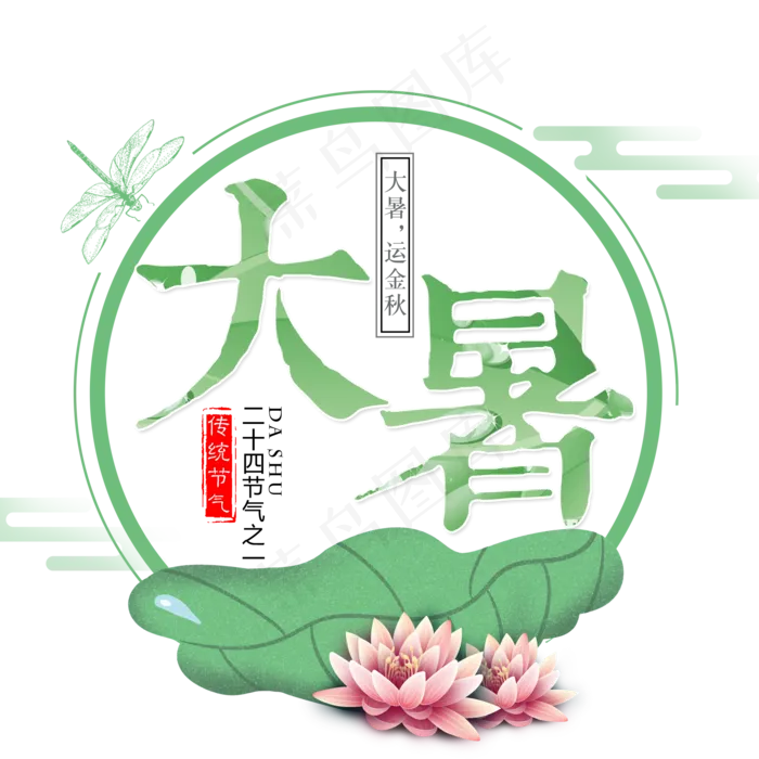 二十四节气大暑艺术字免扣PNG(2000X2000(DPI:300))psd模版下载