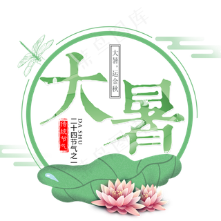 二十四节气大暑艺术字免扣PNG