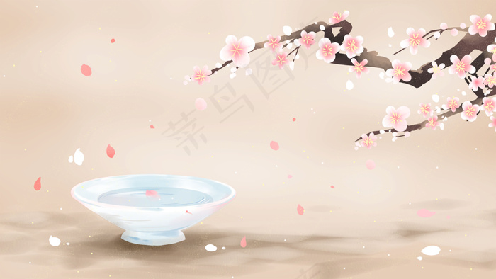 粉色唯美卡通小清新春季春天酒水清酒配图(3545X5315(DPI:300))psd模版下载