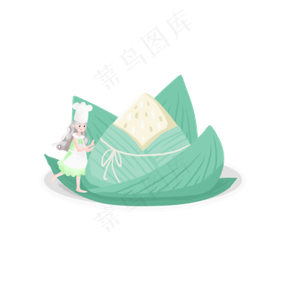 端午节包粽子的女孩