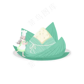 端午节包粽子的女孩