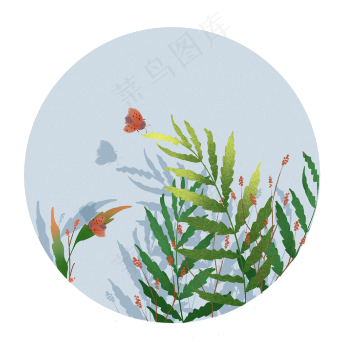 卡通春日绿植插画