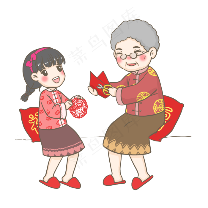 小年夜剪窗花PNG,免抠元素