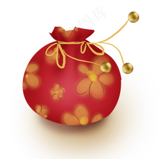 农历新年红色古风礼物袋钱袋,免抠元素