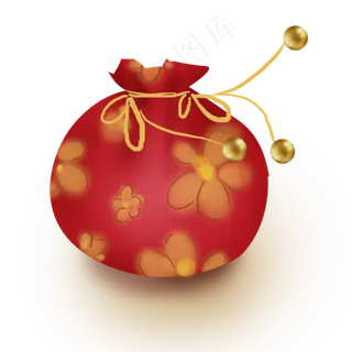 农历新年红色古风礼物袋钱袋,免抠元素